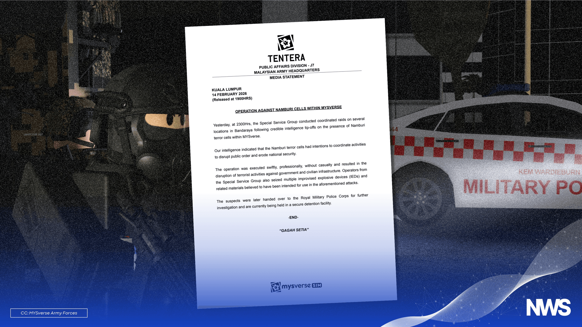 GGK Foils Namburi Terror Plot in Bandaraya MYSverse க்கான சிறப்புப் படம்