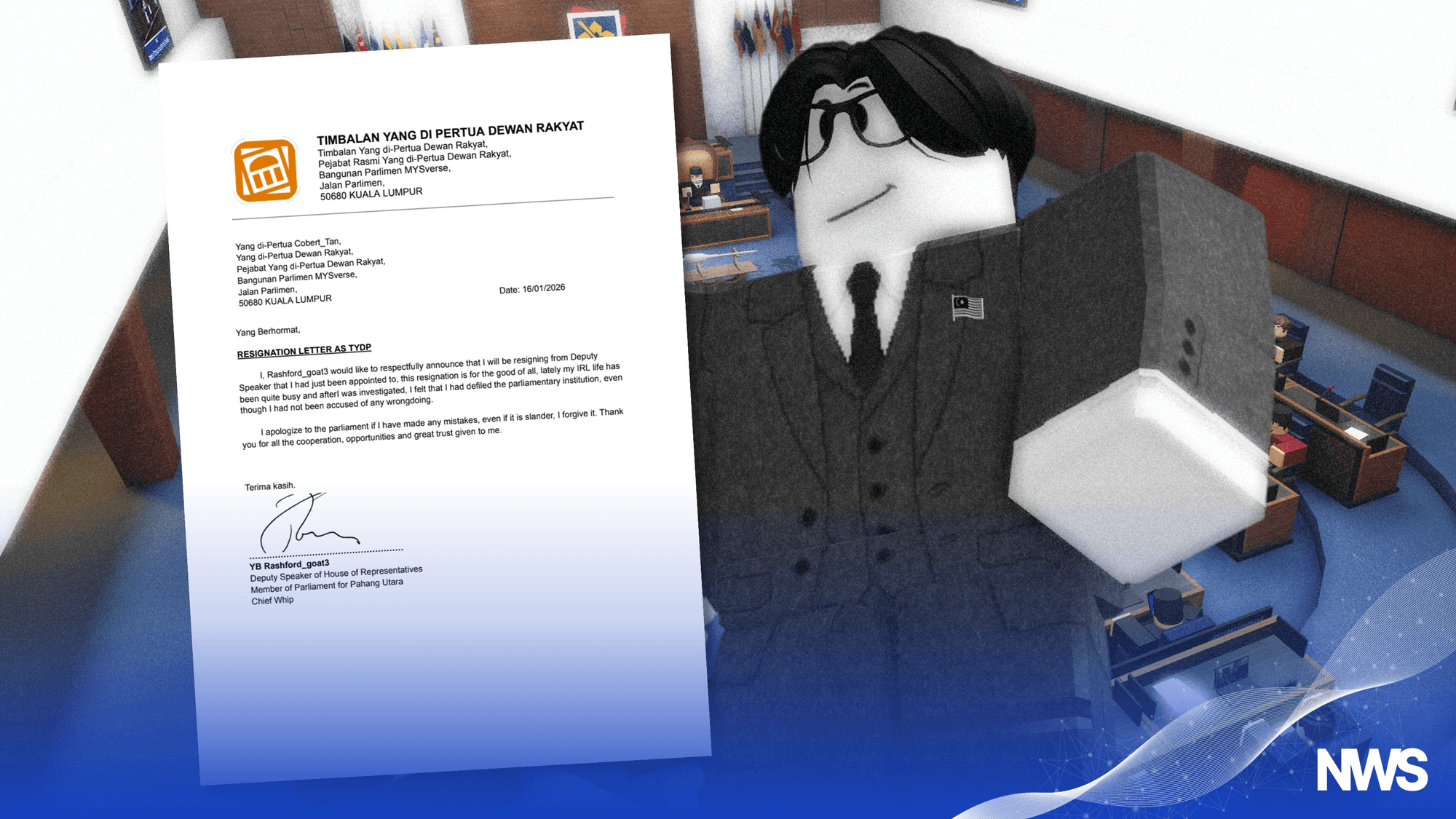 Featured image for MYSverse Deputy Speaker of DR Rashford_goat3 Resigns Amid Investigation